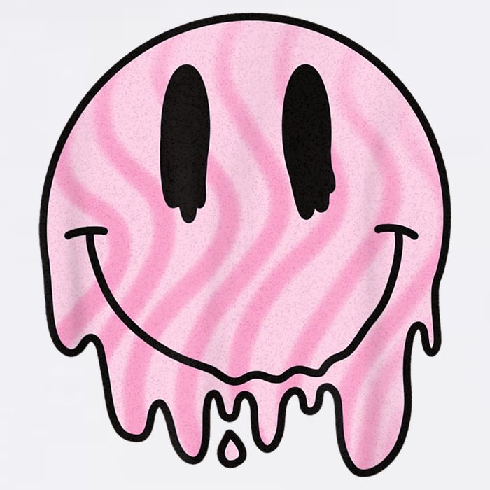Melted Smiley Face Retro 80s Dripping Melting Happy Smile Short Acrylic Beanie