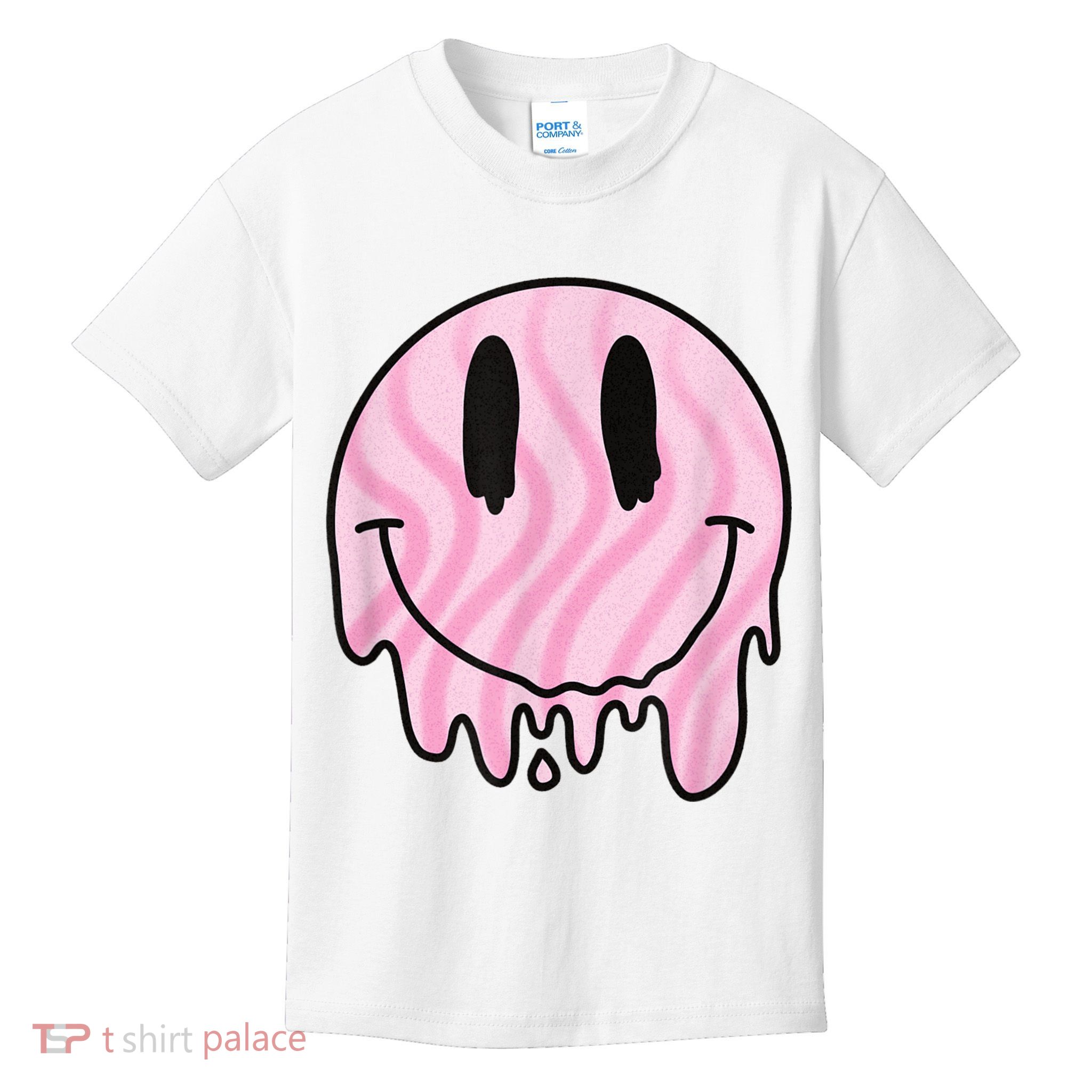 Melted Smiley Face Retro 80s Dripping Melting Happy Smile Kids T-Shirt