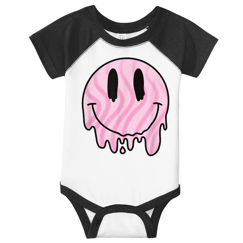Melted Smiley Face Retro 80s Dripping Melting Happy Smile Infant Baby Jersey Bodysuit