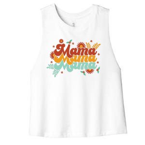 Mama Spring Floral Cute Mom Gift Women's Racerback Cropped Tank