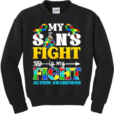 My SonS Fight Is My Fight Autism Awareness Boxing Gloves Great Gift Kids Sweatshirt