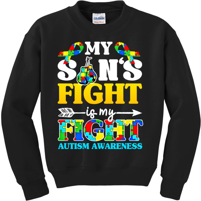 My SonS Fight Is My Fight Autism Awareness Boxing Gloves Great Gift Kids Sweatshirt