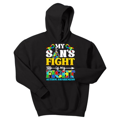 My SonS Fight Is My Fight Autism Awareness Boxing Gloves Great Gift Kids Hoodie