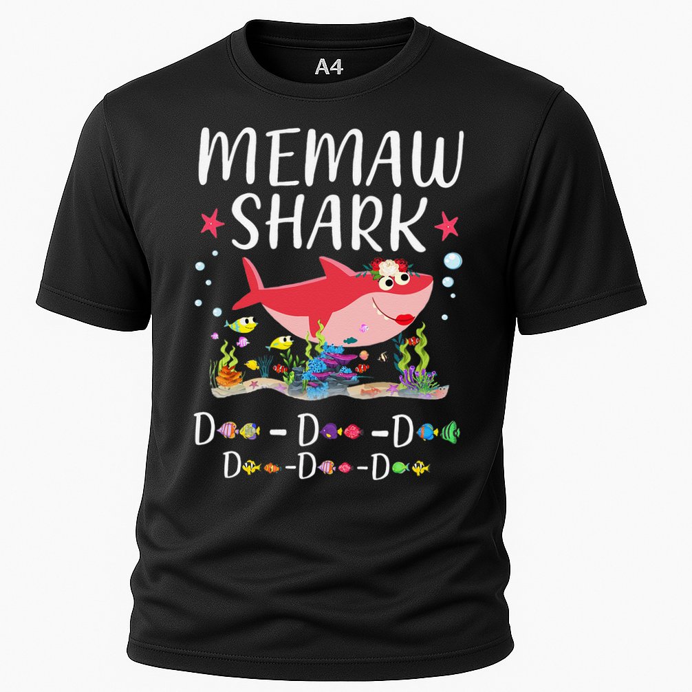 Memaw Shark, Funny Mother's Day Floral Gift Cooling Performance Crew T-Shirt