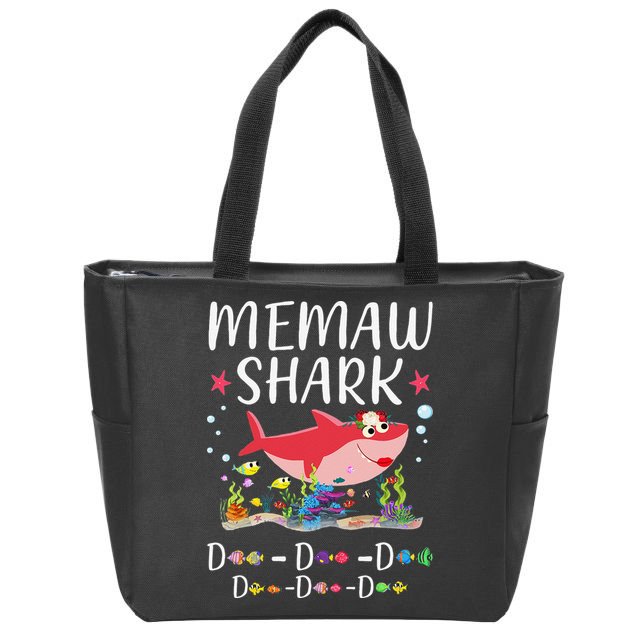 Memaw Shark, Funny Mother's Day Floral Gift Zip Tote Bag
