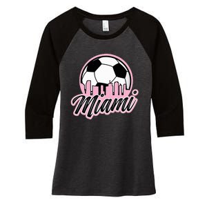 Miami Soccer Fans Related Products Women's Tri-Blend 3/4-Sleeve Raglan Shirt