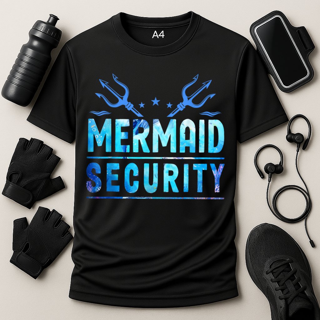 Mermaid Security Funny Dad Mermaid Family Mermaid Squad Cooling Performance Crew T-Shirt