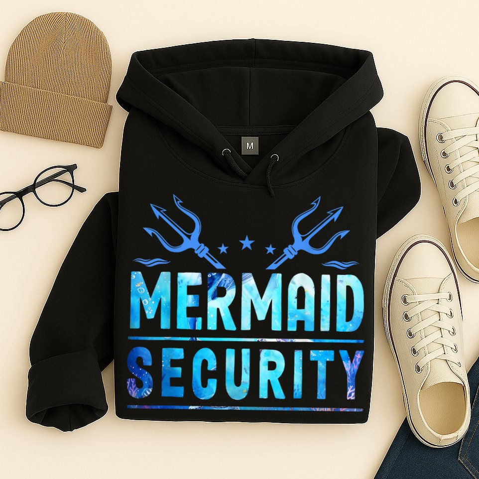 Mermaid Security Funny Dad Mermaid Family Mermaid Squad Hoodie