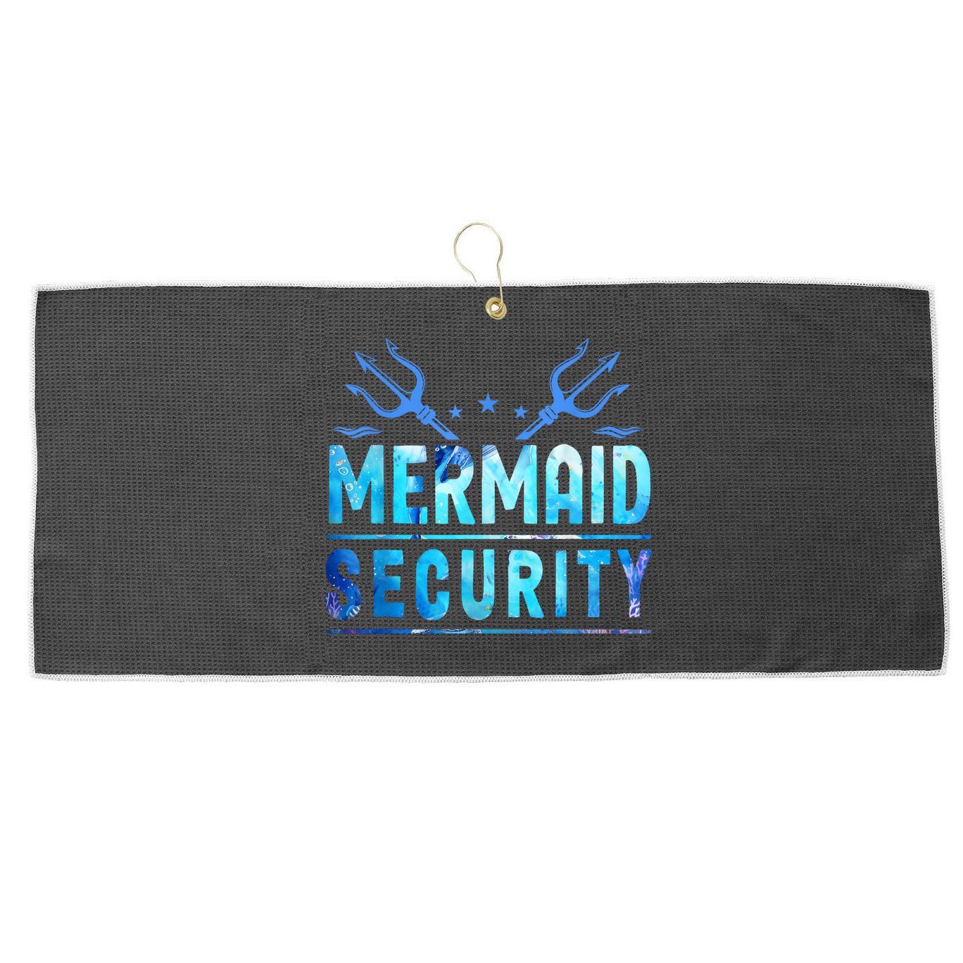 Mermaid Security Funny Dad Mermaid Family Mermaid Squad Large Microfiber Waffle Golf Towel