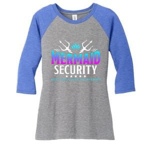 Mermaid Security Family Birthday Halloween Costume Women's Tri-Blend 3/4-Sleeve Raglan Shirt