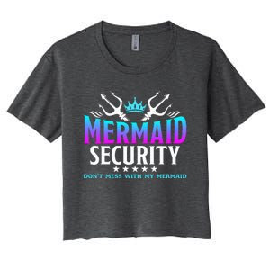 Mermaid Security Family Birthday Halloween Costume Women's Crop Top Tee