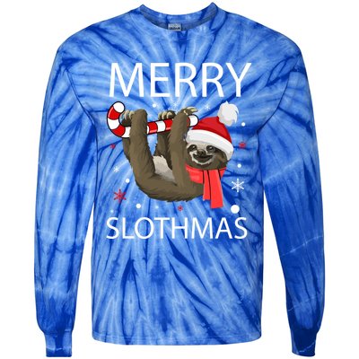 Merry Slothmas For Sloth Lovers Gift Tie-Dye Long Sleeve Shirt