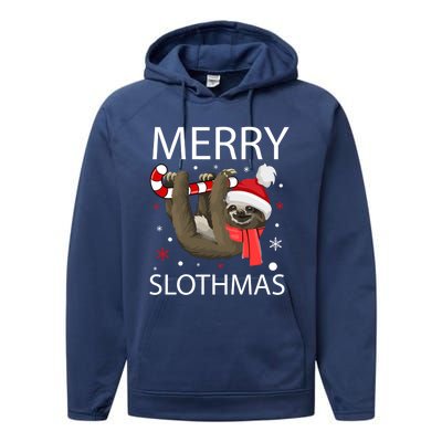 Merry Slothmas For Sloth Lovers Gift Performance Fleece Hoodie