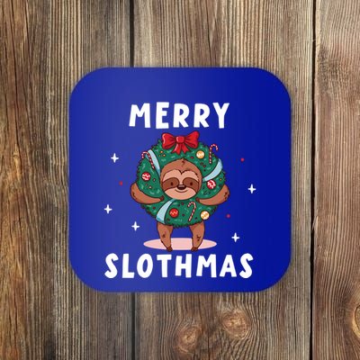Merry Slothmas Funny Cute Xmas Sloth Christmas Advent Wreath Great Gift Coaster