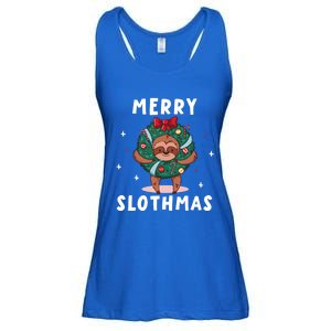 Merry Slothmas Funny Cute Xmas Sloth Christmas Advent Wreath Great Gift Ladies Essential Flowy Tank