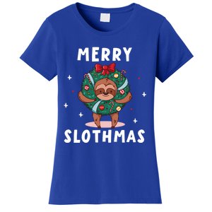 Merry Slothmas Funny Cute Xmas Sloth Christmas Advent Wreath Great Gift Women's T-Shirt