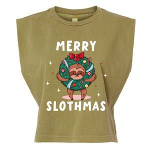 Merry Slothmas Funny Cute Xmas Sloth Christmas Advent Wreath Great Gift Garment-Dyed Women's Muscle Tee