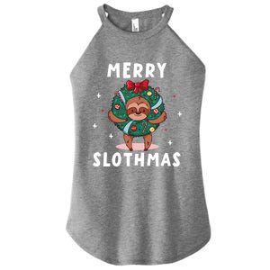 Merry Slothmas Funny Cute Xmas Sloth Christmas Advent Wreath Great Gift Women's Perfect Tri Rocker Tank