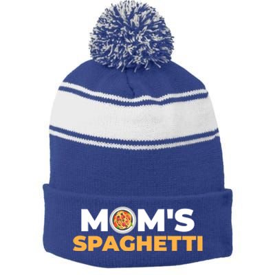 Mom's Spaghetti Funny Gift Stripe Pom Pom Beanie