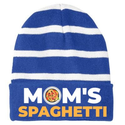 Mom's Spaghetti Funny Gift Striped Beanie with Solid Band