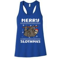 Merry Slothmas Funny Animal Ugly Christmas Xmas Funny Gift Women's Racerback Tank