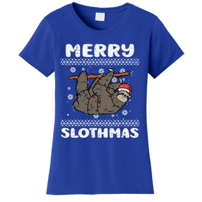 Merry Slothmas Funny Animal Ugly Christmas Xmas Funny Gift Women's T-Shirt