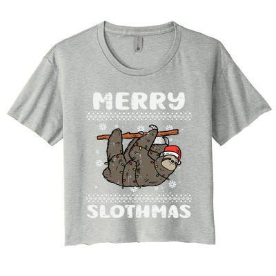 Merry Slothmas Funny Animal Ugly Christmas Xmas Funny Gift Women's Crop Top Tee