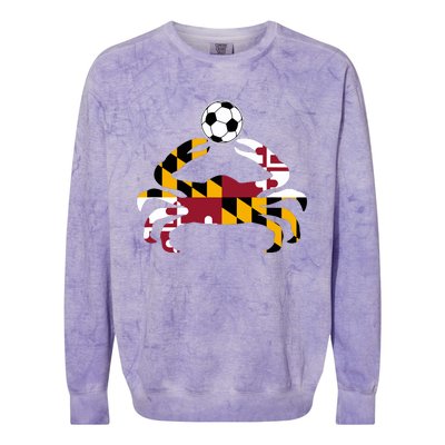 Maryland State Flag Blue Crab Pride With Soccer Ball Colorblast Crewneck Sweatshirt