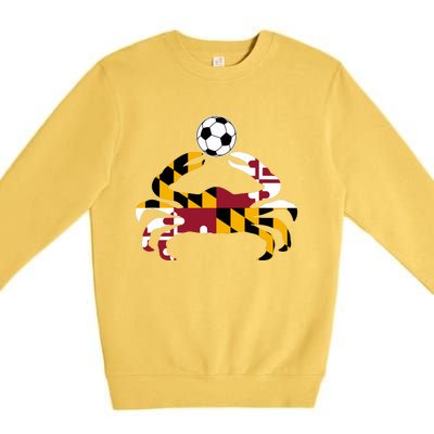 Maryland State Flag Blue Crab Pride With Soccer Ball Premium Crewneck Sweatshirt