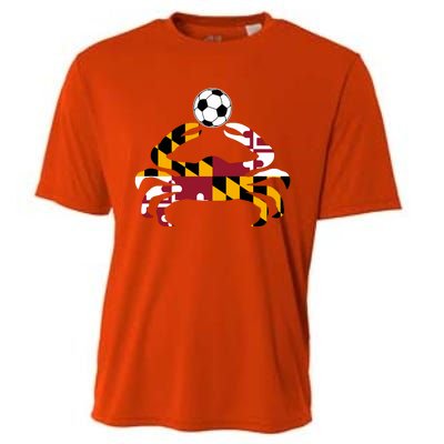 Maryland State Flag Blue Crab Pride With Soccer Ball Cooling Performance Crew T-Shirt