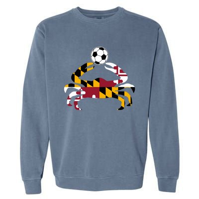 Maryland State Flag Blue Crab Pride With Soccer Ball Garment-Dyed Sweatshirt