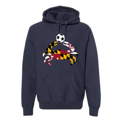 Maryland State Flag Blue Crab Pride With Soccer Ball Premium Hoodie