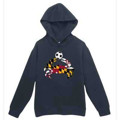 Maryland State Flag Blue Crab Pride With Soccer Ball Urban Pullover Hoodie