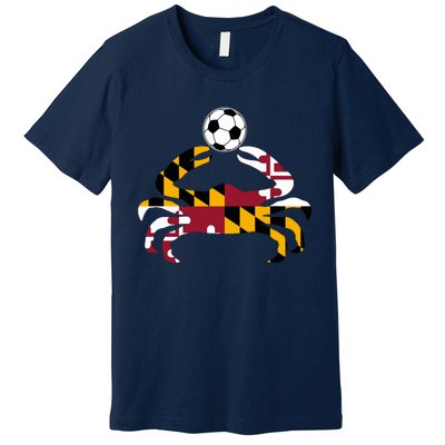 Maryland State Flag Blue Crab Pride With Soccer Ball Premium T-Shirt