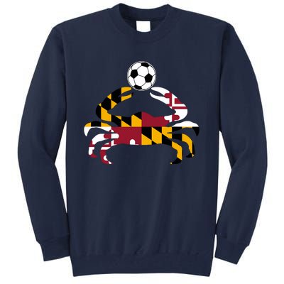 Maryland State Flag Blue Crab Pride With Soccer Ball Tall Sweatshirt