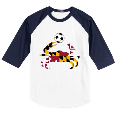 Maryland State Flag Blue Crab Pride With Soccer Ball Baseball Sleeve Shirt