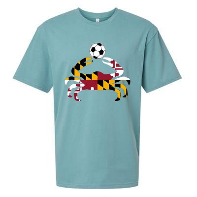 Maryland State Flag Blue Crab Pride With Soccer Ball Sueded Cloud Jersey T-Shirt