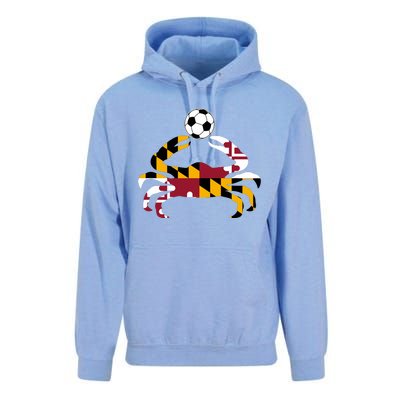 Maryland State Flag Blue Crab Pride With Soccer Ball Unisex Surf Hoodie