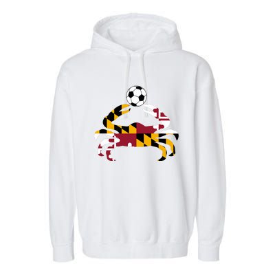 Maryland State Flag Blue Crab Pride With Soccer Ball Garment-Dyed Fleece Hoodie