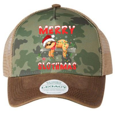 Merry Slothmas Funny Gift Merry Christmas Pajama Sloth Santa Hat Gift Legacy Tie Dye Trucker Hat