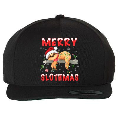 Merry Slothmas Funny Gift Merry Christmas Pajama Sloth Santa Hat Gift Wool Snapback Cap