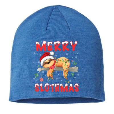 Merry Slothmas Funny Gift Merry Christmas Pajama Sloth Santa Hat Gift Sustainable Beanie