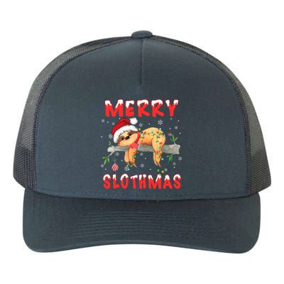 Merry Slothmas Funny Gift Merry Christmas Pajama Sloth Santa Hat Gift Yupoong Adult 5-Panel Trucker Hat