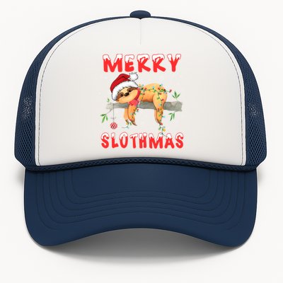 Merry Slothmas Funny Gift Merry Christmas Pajama Sloth Santa Hat Gift Trucker Hat