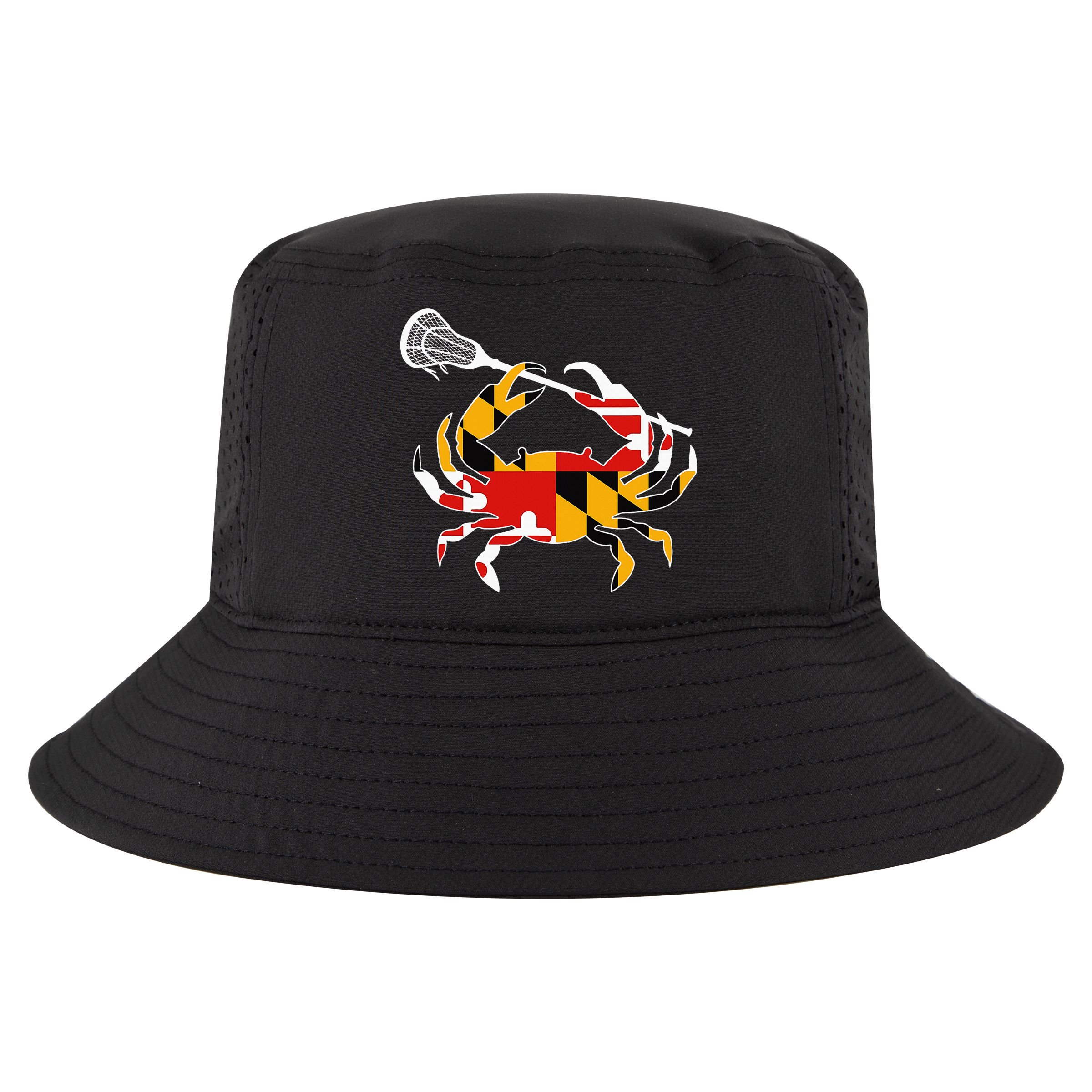 Maryland State Flag Crab Lacrosse Complete Stick Cool Comfort Performance Bucket Hat
