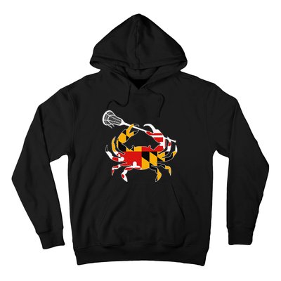 Maryland State Flag Crab Lacrosse Complete Stick Hoodie