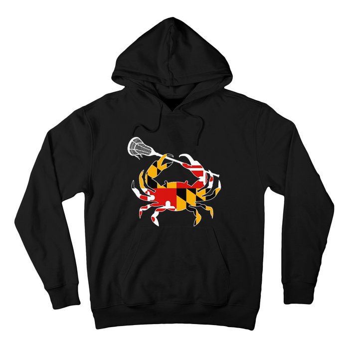 Maryland State Flag Crab Lacrosse Complete Stick Hoodie