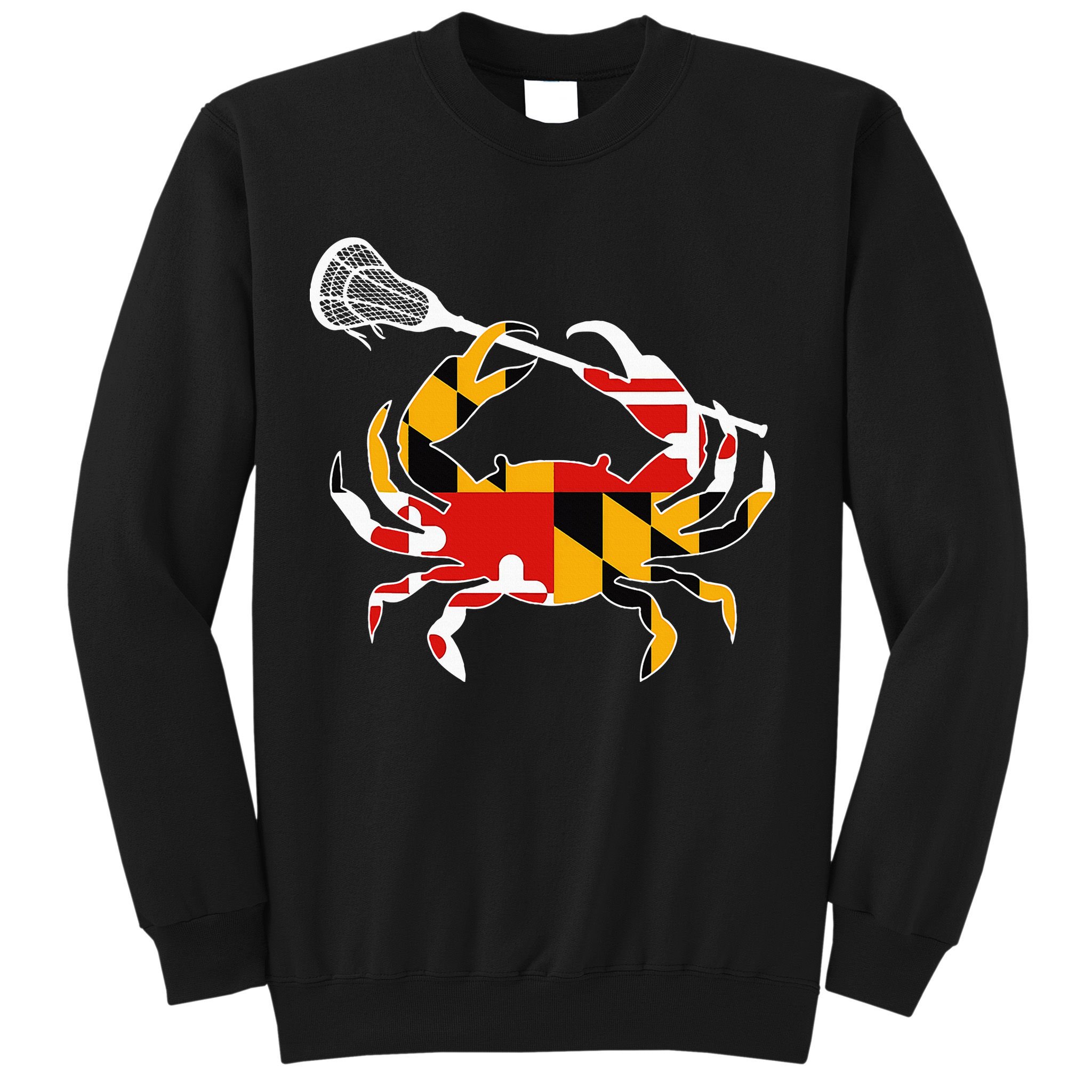 Maryland State Flag Crab Lacrosse Complete Stick Sweatshirt