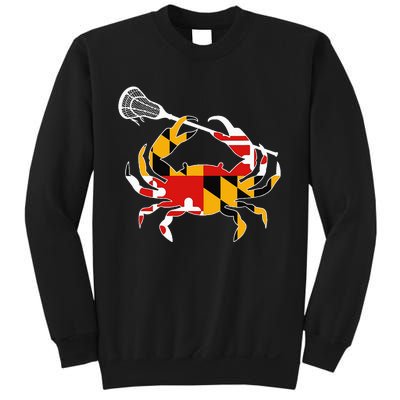 Maryland State Flag Crab Lacrosse Complete Stick Sweatshirt