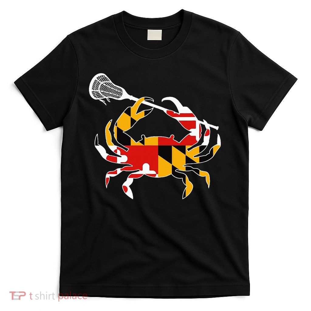 Maryland State Flag Crab Lacrosse Complete Stick T-Shirt
